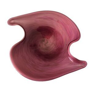 Murano‎ Design Art Glass Dish Cranberry Color with Gold Swirls